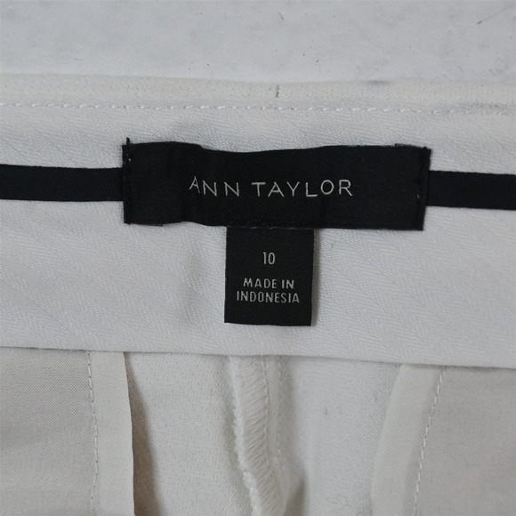 Ann Taylor 10 Ivory White‎ Mid Rise Slim Ankle Dress Womens Pants - Picture 6 of 9
